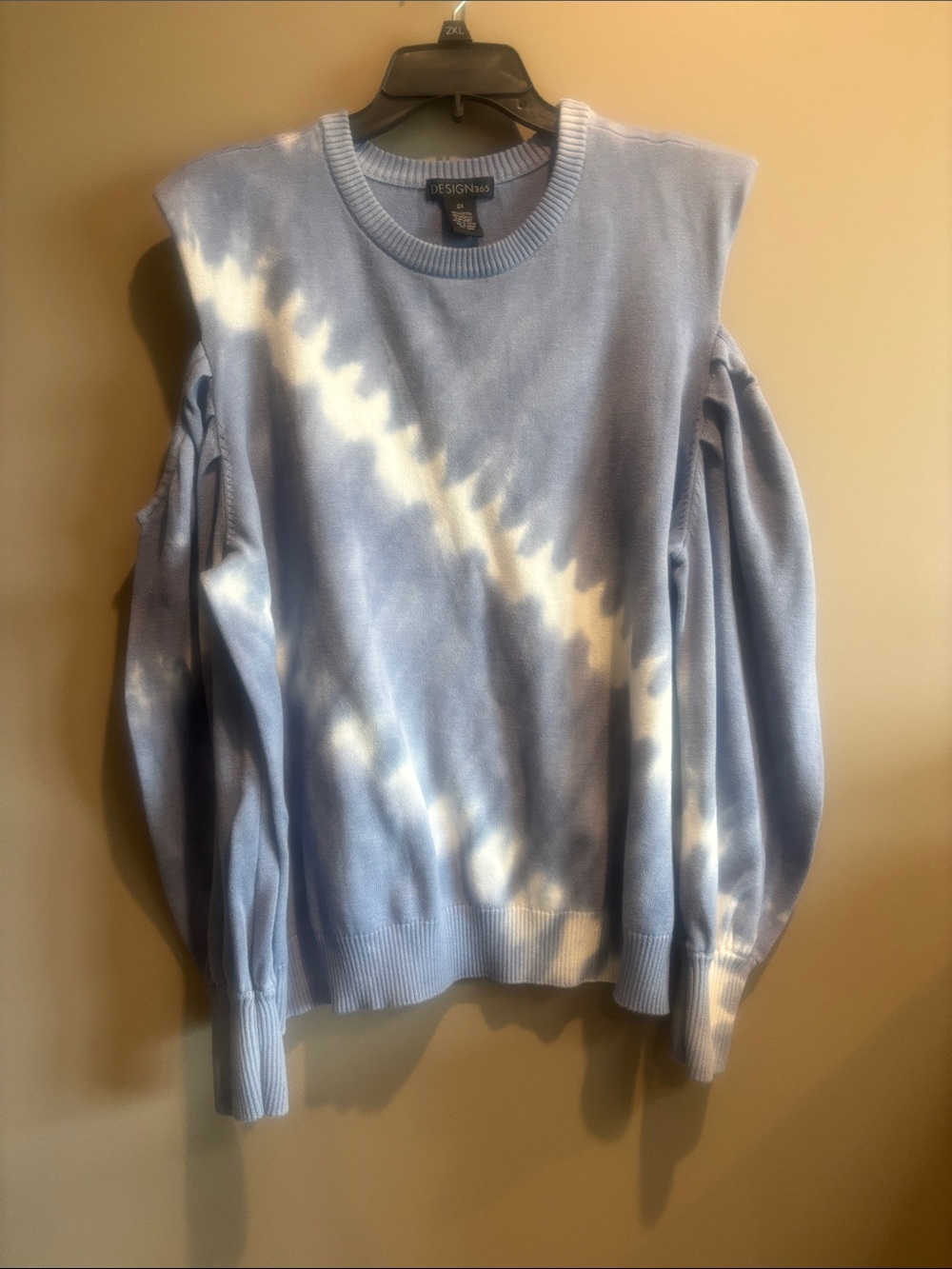 Design365 Blue Tie-Dye Cold-Shoulder Sweater